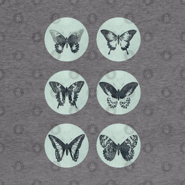 Vintage BUTTERFLIES mega sticker pack blue retro sketch edition by Naumovski